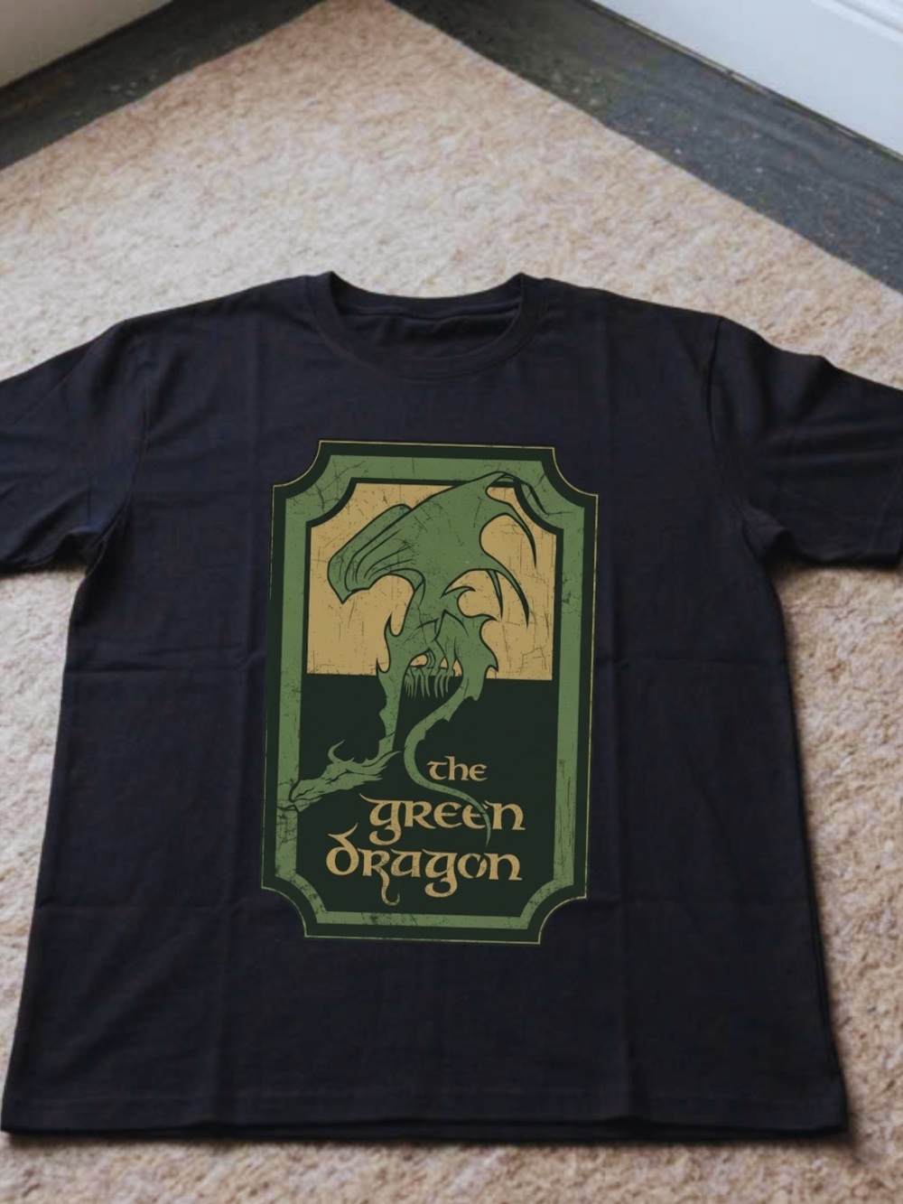 Gildan Black Tee with Green Dragon Graphic